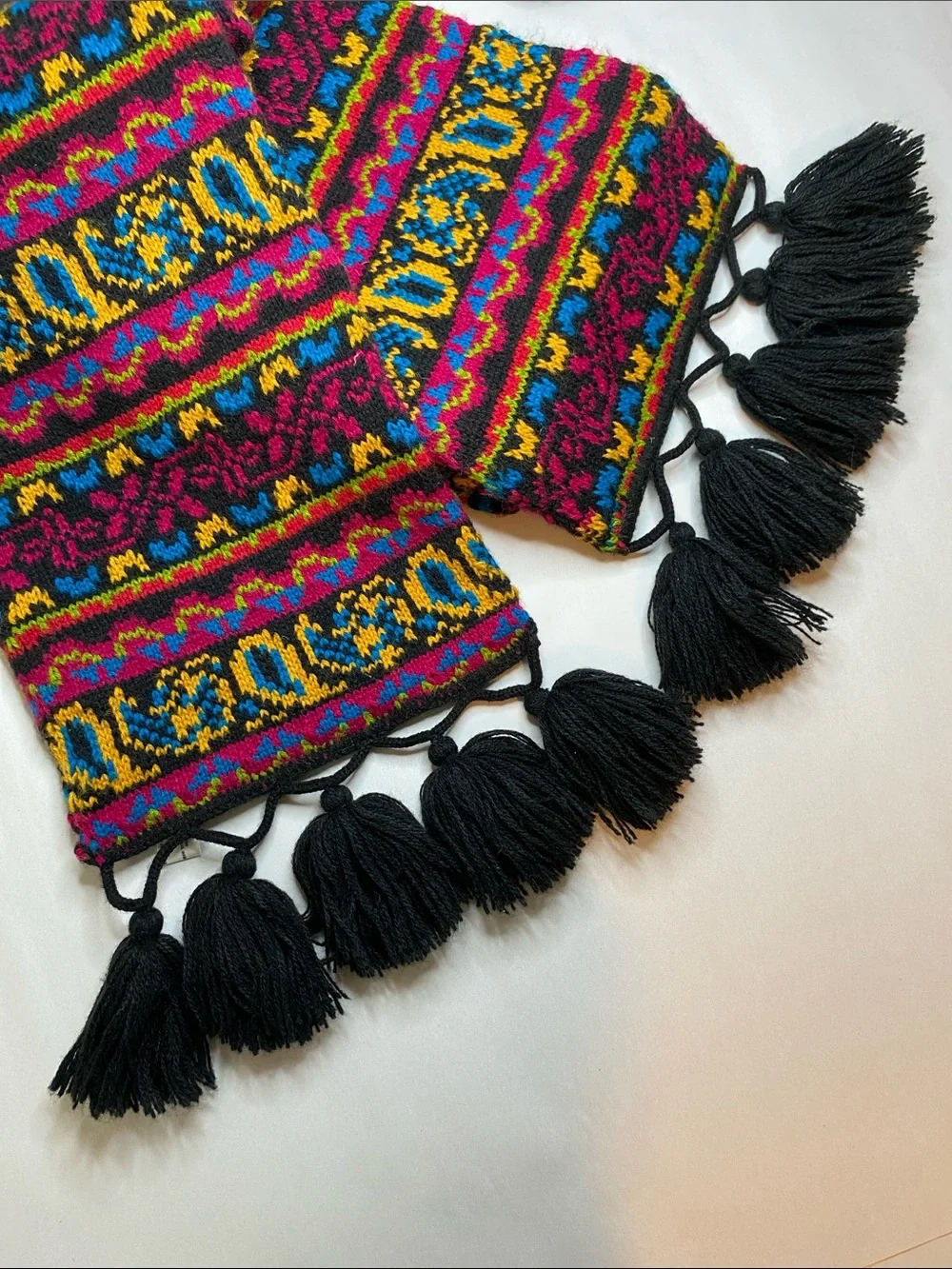 Colorful Fair Isle Knit Tassel Classic Winter Scarf Soft Cozy 62”X 8”